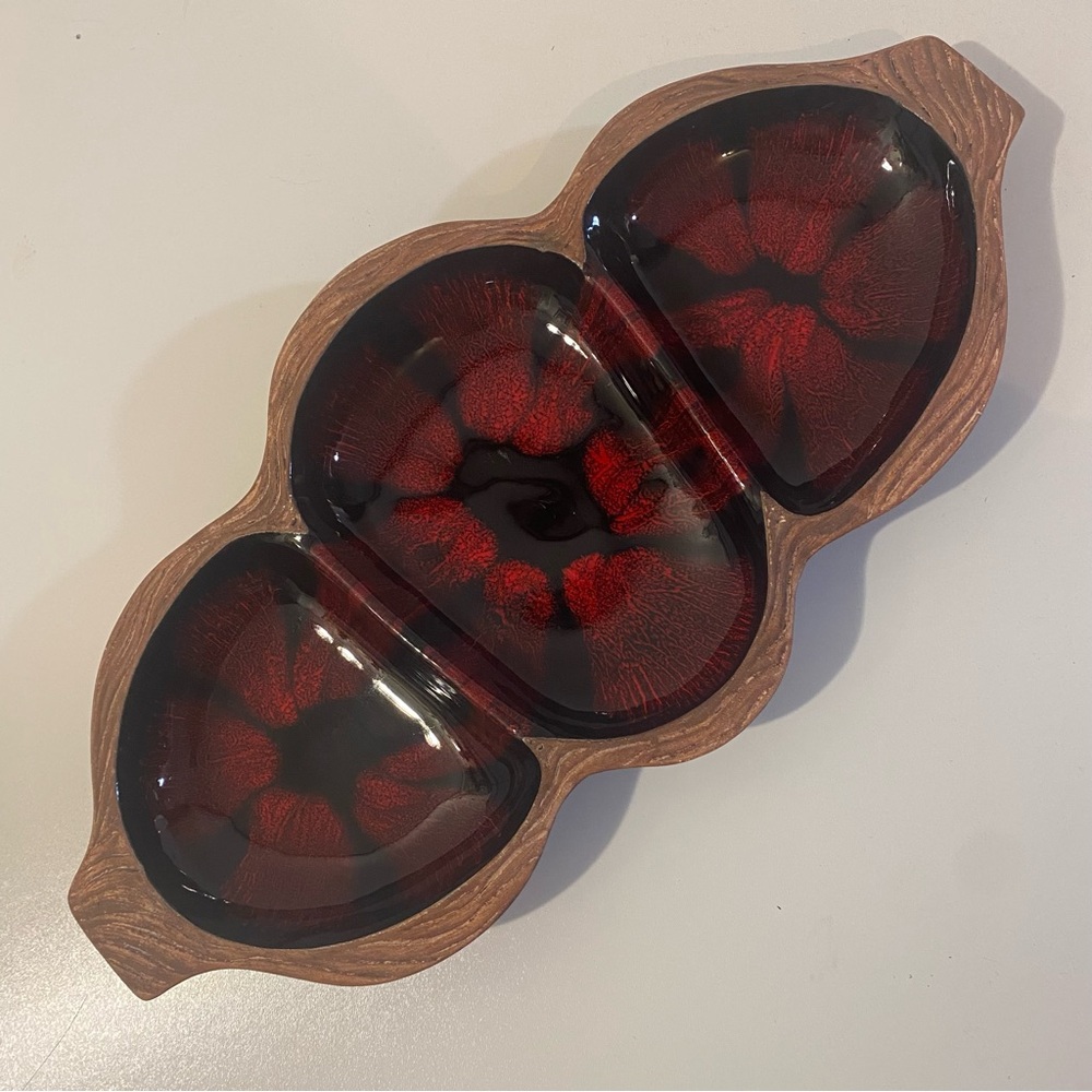 Vintage 60s Sequoia Ware Divided Multicolor Dish